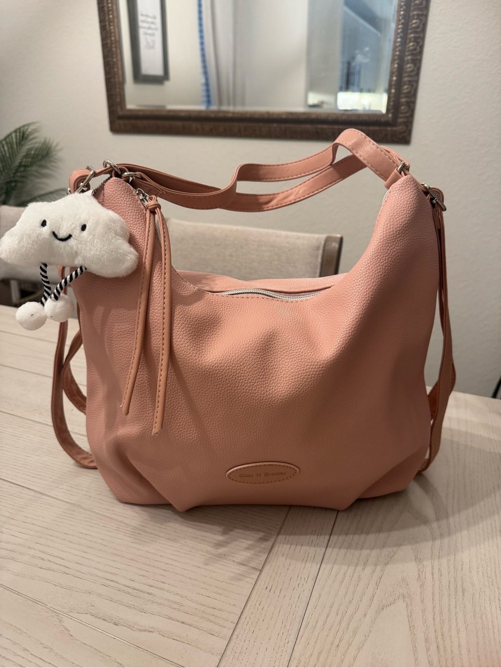 Pink Shoulder Hobo Bag that can turn into backpack-